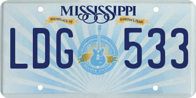 MS license plate LDG533