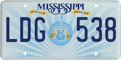 MS license plate LDG538