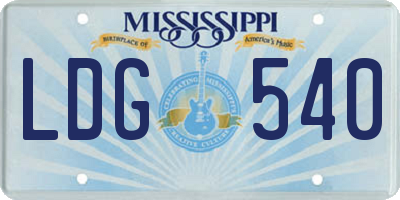 MS license plate LDG540