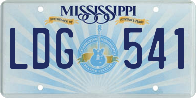 MS license plate LDG541