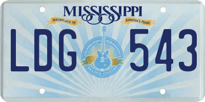 MS license plate LDG543