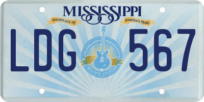 MS license plate LDG567