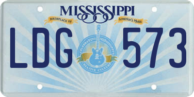 MS license plate LDG573