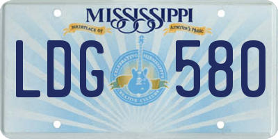 MS license plate LDG580
