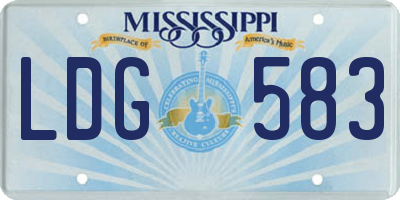 MS license plate LDG583