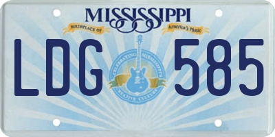 MS license plate LDG585