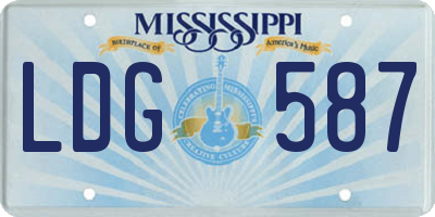 MS license plate LDG587
