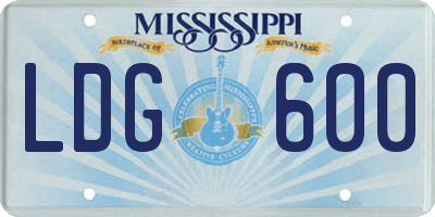 MS license plate LDG600