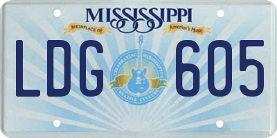 MS license plate LDG605