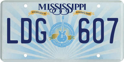 MS license plate LDG607