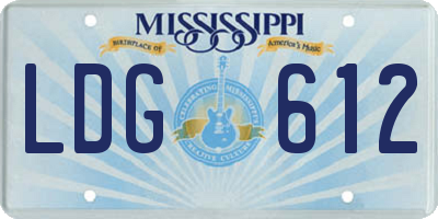MS license plate LDG612