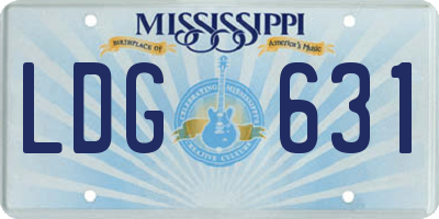 MS license plate LDG631
