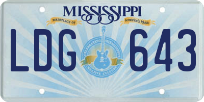 MS license plate LDG643
