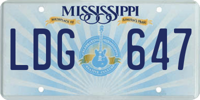 MS license plate LDG647