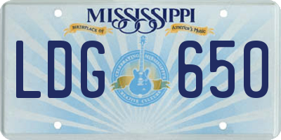 MS license plate LDG650