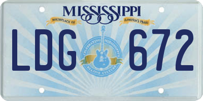 MS license plate LDG672