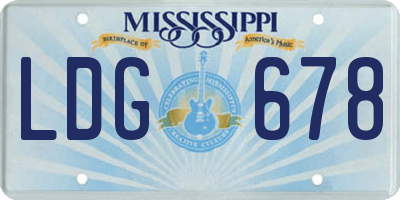 MS license plate LDG678