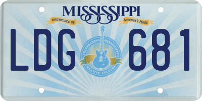 MS license plate LDG681