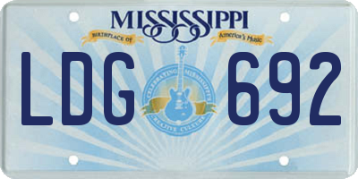 MS license plate LDG692
