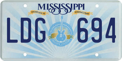MS license plate LDG694