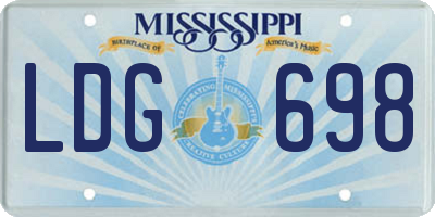 MS license plate LDG698
