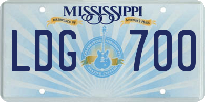 MS license plate LDG700