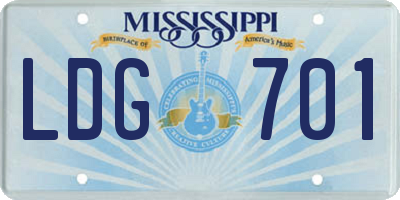 MS license plate LDG701