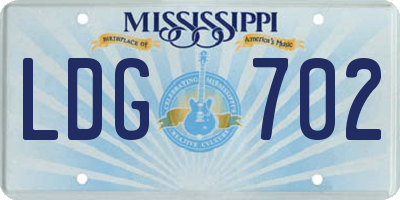 MS license plate LDG702