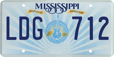 MS license plate LDG712