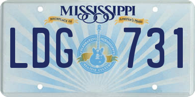 MS license plate LDG731
