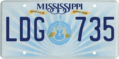 MS license plate LDG735