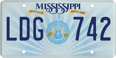 MS license plate LDG742
