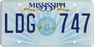 MS license plate LDG747