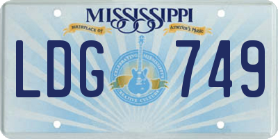 MS license plate LDG749
