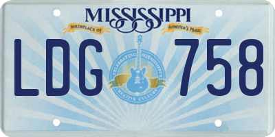 MS license plate LDG758