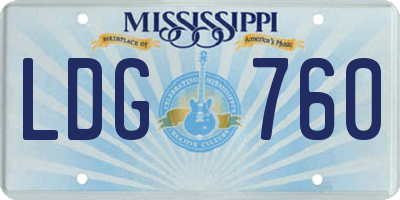 MS license plate LDG760