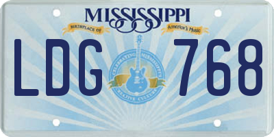 MS license plate LDG768