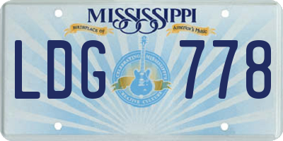 MS license plate LDG778