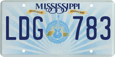 MS license plate LDG783