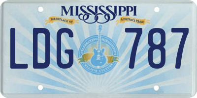 MS license plate LDG787