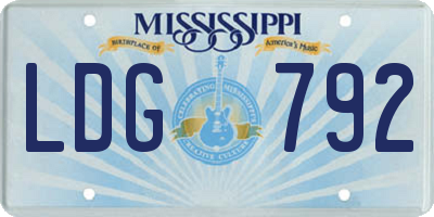 MS license plate LDG792