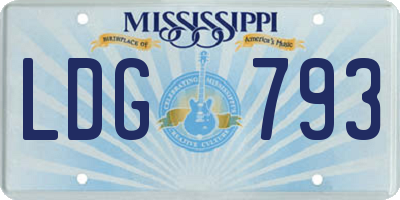 MS license plate LDG793