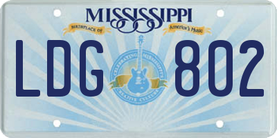 MS license plate LDG802