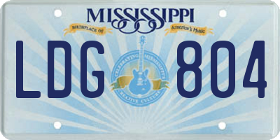 MS license plate LDG804
