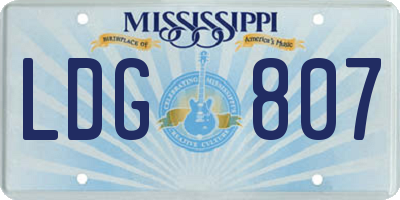 MS license plate LDG807