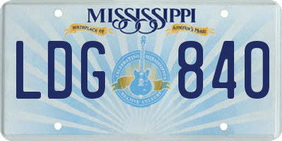 MS license plate LDG840