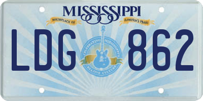 MS license plate LDG862