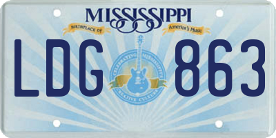 MS license plate LDG863
