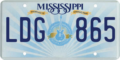 MS license plate LDG865