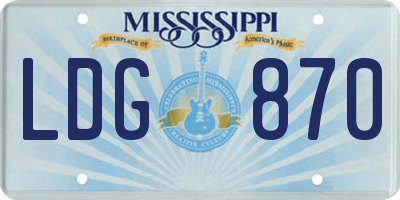 MS license plate LDG870